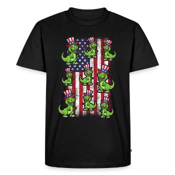 Patriotic Dino DRAPEAU AMÉRICAIN 4 juillet Party Dinosaur - T-shirt Premium bio Homme - noir - Devant - Nico (187cm)