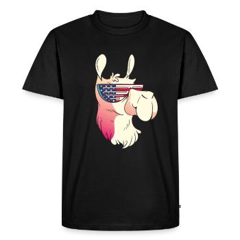 Journée patriotique Lama Drapeau américain 4 juillet Patriotique - T-shirt Premium bio Homme - noir - Devant - Nico (187cm)