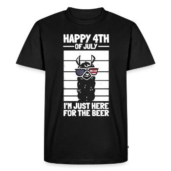 Joyeux 4 juillet, je suis juste ici pour le lama de la bière - T-shirt Premium bio Homme - noir - Devant - Nico (187cm)