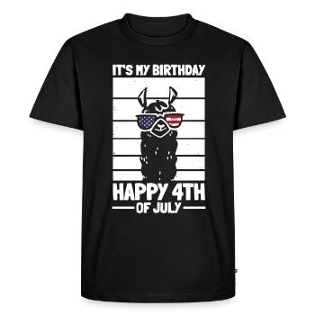 Lama patriotique patriotique C’est mon anniversaire Joyeux - T-shirt Premium bio Homme - noir - Devant - Nico (187cm)