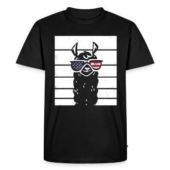 Lama patriotique avec lunettes de soleil Drapeau américain 4th Of - T-shirt Premium bio Homme - noir - Devant - Nico (187cm)