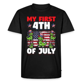 Patriotic Dino Mon premier 4 juillet Patriotique - T-shirt Premium bio Homme - noir - Devant - Nico (187cm)