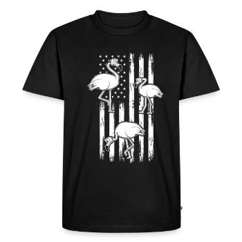 Flamingo Patriotic US Flag 4 juillet Flamingo - T-shirt Premium bio Homme - noir - Devant - Nico (187cm)