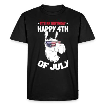 Fête d’anniversaire Lama C’est mon anniversaire Joyeux 4ème De - T-shirt Premium bio Homme - noir - Devant - Nico (187cm)