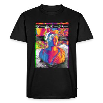 Roman Statue Greek Glitch Vaporwave - Men's Premium Organic T-Shirt - black - Front - Nico (187cm)