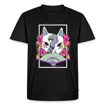 Japanese Glitch Samurai Geisha Mask Goth - Men's Premium Organic T-Shirt - black - Front - Nico (187cm)