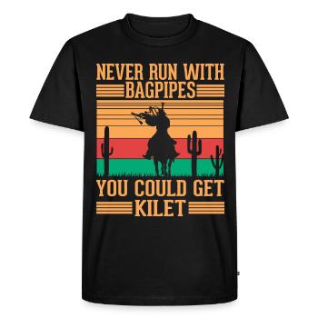 Funny bagpipe player Musician bagpiper - Men's Premium Organic T-Shirt - black - Front - Nico (187cm)