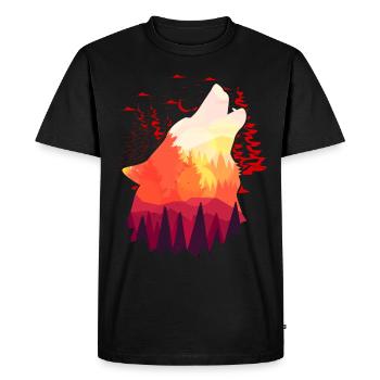 Howling Wolf Sunset Nature Moon - Men's Premium Organic T-Shirt - black - Front - Nico (187cm)