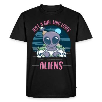 Cute Alien Girl UFO Galaxy - Men's Premium Organic T-Shirt - black - Front - Nico (187cm)
