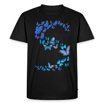 Blue Butterflies Women Girls - Men's Premium Organic T-Shirt - black - Front - Nico (187cm)