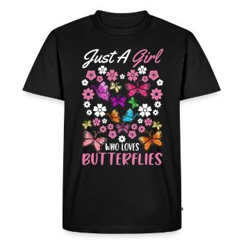 Cute Butterfly Girl Butterflies - Men's Premium Organic T-Shirt - black - Front - Nico (187cm)