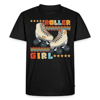 Roller Girl Retro 70s 80s Roller Skating - Men's Premium Organic T-Shirt - black - Front - Nico (187cm)