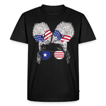 Patriotic Lady 4 juillet - T-shirt Premium bio Homme - noir - Devant - Nico (187cm)