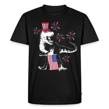 Patriotic Trex 4 juillet Dinosaures - T-shirt Premium bio Homme - noir - Devant - Nico (187cm)