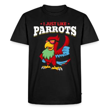 I like parrots Cool parrot with sunglasses - Men's Premium Organic T-Shirt - black - Front - Nico (187cm)