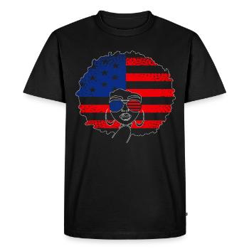 Femme afro-américaine patriotique 4 juillet - T-shirt Premium bio Homme - noir - Devant - Nico (187cm)