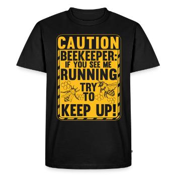 Beware Beekeeper Funny Beekeeping - Men's Premium Organic T-Shirt - black - Front - Nico (187cm)