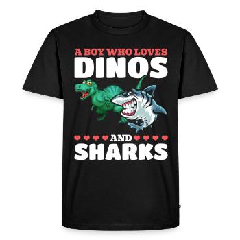 Dinosaure Grand Requin Blanc Un garçon qui dinos - T-shirt Premium bio Homme - noir - Devant - Nico (187cm)