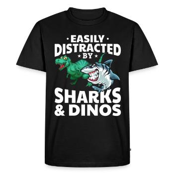 Great White Shark Dino I am easily blown away by sharks - Men's Premium Organic T-Shirt - black - Front - Nico (187cm)