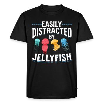 Méduses, que j’ai facilement distraites des méduses - T-shirt Premium bio Homme - noir - Devant - Nico (187cm)