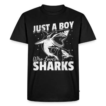 Grand requin-requin blanc Je ne suis qu’un garçon, - T-shirt Premium bio Homme - noir - Devant - Nico (187cm)