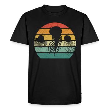 Retro Jellyfish Sunset Jellyfish Lovers - Men's Premium Organic T-Shirt - black - Front - Nico (187cm)