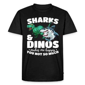 Sharks & Dinos me rend heureux que tu n’aimes pas ça - T-shirt Premium bio Homme - noir - Devant - Nico (187cm)