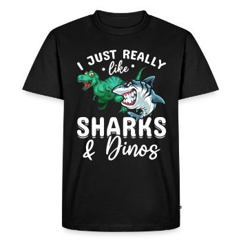Great White Shark Dinosaur I like sharks & dinosaurs - Men's Premium Organic T-Shirt - black - Front - Nico (187cm)