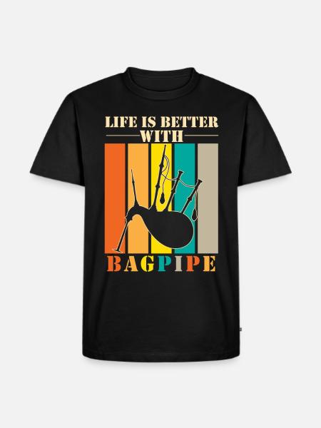 Bagpipe musician musical instrument - Men's Premium Organic T-Shirt - black
