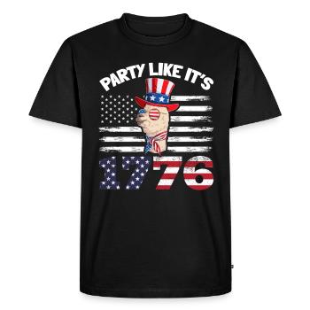 American Llama Party tel qu’il est 1776 4 juillet Party - T-shirt Premium bio Homme - noir - Devant - Nico (187cm)