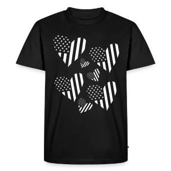 Drapeau américain Cœurs 4 juillet Drapeaux américains - T-shirt Premium bio Homme - noir - Devant - Nico (187cm)