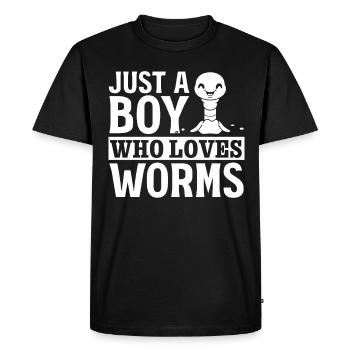 Compost Worms Worm Lover I'm just a boy, - Men's Premium Organic T-Shirt - black - Front - Nico (187cm)