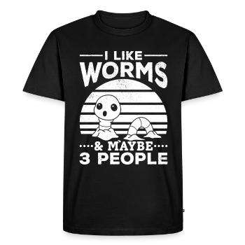 Nice worm I like worms & maybe 3 people - Men's Premium Organic T-Shirt - black - Front - Nico (187cm)