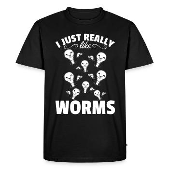 Happy Worm Compost Worm Lover I like worms - Men's Premium Organic T-Shirt - black - Front - Nico (187cm)