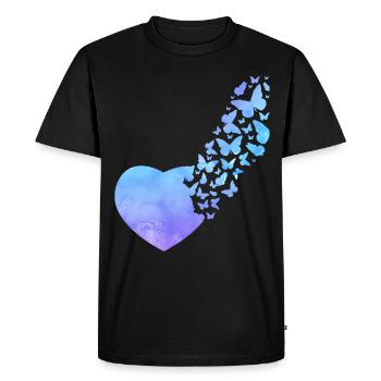 Butterfly Heart Mignon Aquarelle - T-shirt Premium bio Homme - noir - Devant - Nico (187cm)