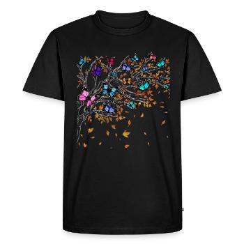 Cute Butterfly Tree Women Girl - Men's Premium Organic T-Shirt - black - Front - Nico (187cm)