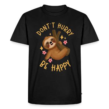 Lazy sloth Happy women - Men's Premium Organic T-Shirt - black - Front - Nico (187cm)