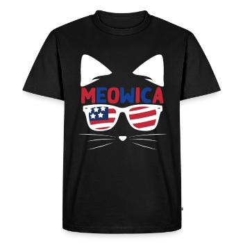 Meows America USA Patriotic Cat 4 juillet - T-shirt Premium bio Homme - noir - Devant - Nico (187cm)