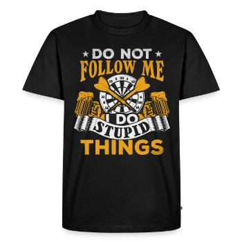 Ne me suivez pas, je fais des choses stupides Fléchettes - T-shirt Premium bio Homme - noir - Devant - Nico (187cm)