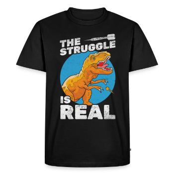 Jouez à la lutte est de vraies fléchettes Dinosaures - T-shirt Premium bio Homme - noir - Devant - Nico (187cm)