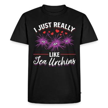 Sea urchin Sea creature I just like sea urchins - Men's Premium Organic T-Shirt - black - Front - Nico (187cm)