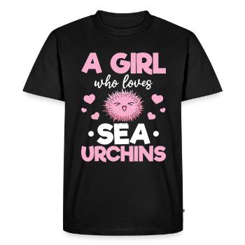 A girl who loves sea urchins - Men's Premium Organic T-Shirt - black - Front - Nico (187cm)