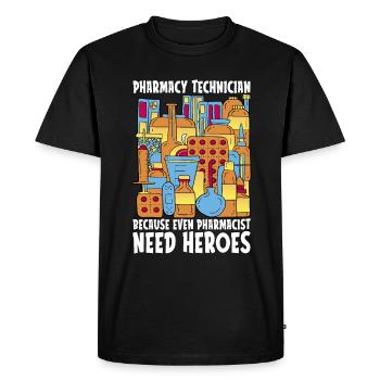 Technicien en pharmacie Technicien Pharmacie Cadeau - T-shirt Premium bio Homme - noir - Devant - Nico (187cm)