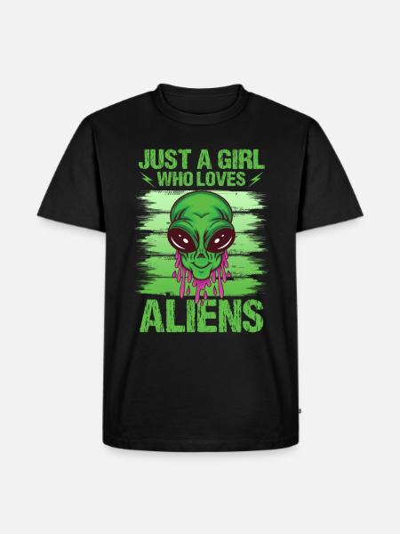 Girl Alien Lover UFO Galaxy - Men's Premium Organic T-Shirt - black