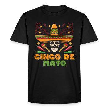 Crâne de Sombrero Mexicain Cinco De Mayo - T-shirt Premium bio Homme - noir - Devant - Nico (187cm)