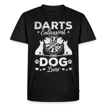Passionné de fléchettes et amoureux des chiens - Joueur de fléchettes - T-shirt Premium bio Homme - noir - Devant - Nico (187cm)