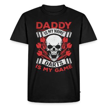 Papa est mon nom Fléchettes est mon jeu - T-shirt Premium bio Homme - noir - Devant - Nico (187cm)
