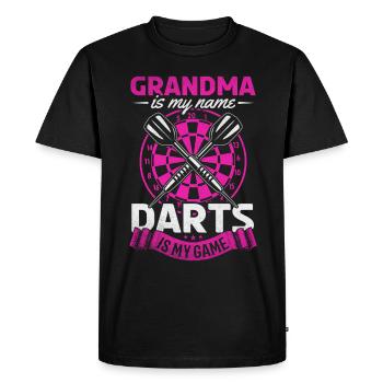 Grand-mère est mon nom Darts est mon jeu Joueur de fléchettes - T-shirt Premium bio Homme - noir - Devant - Nico (187cm)
