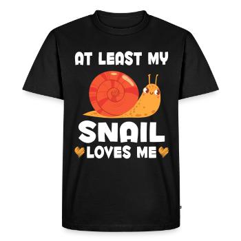 Snail loves me women Funny snail - Men's Premium Organic T-Shirt - black - Front - Nico (187cm)