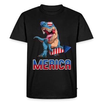 Patriotic Trex American Dino Merica 4 juillet - T-shirt Premium bio Homme - noir - Devant - Nico (187cm)